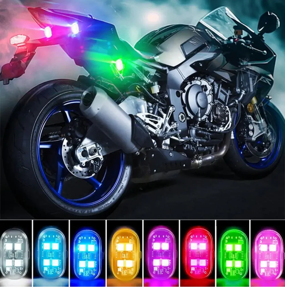 Luz LED Strobo Sem Fio RGB para Carro e Moto com USB
