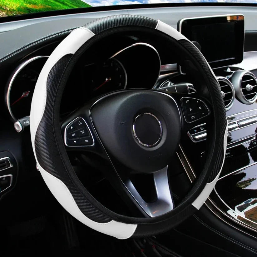 Universal Non-Slip PU Leather Steering Wheel Cover 38cm