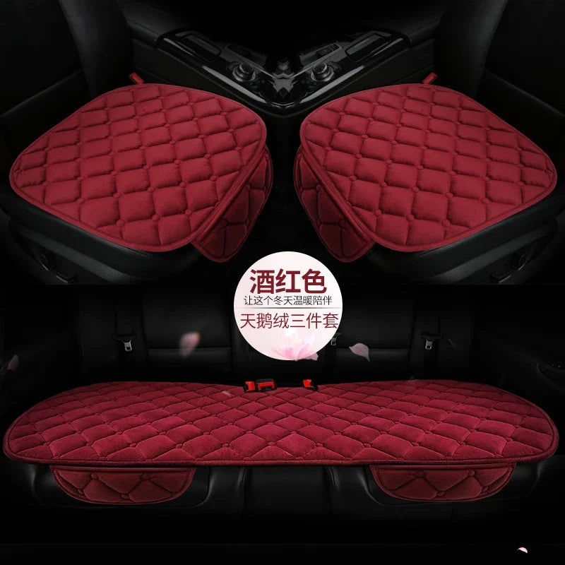 Plush Automotive Seat Cushion Winter – Universal Warm Non-Slip Cover (3-Piece Kit)