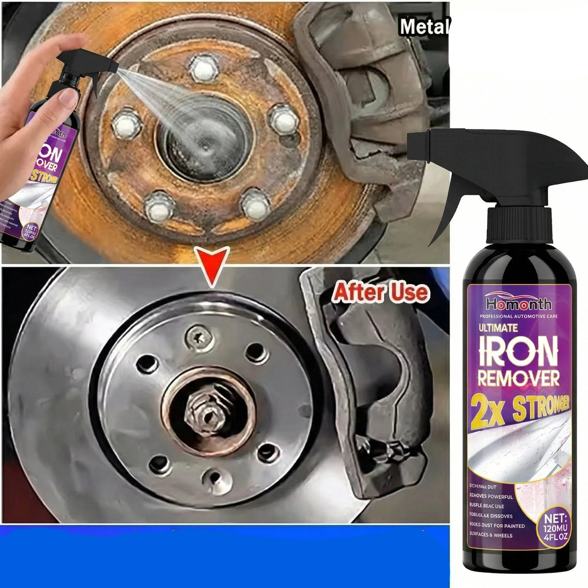 High-Power Automotive Rust Remover Spray for Wheels and Metals
