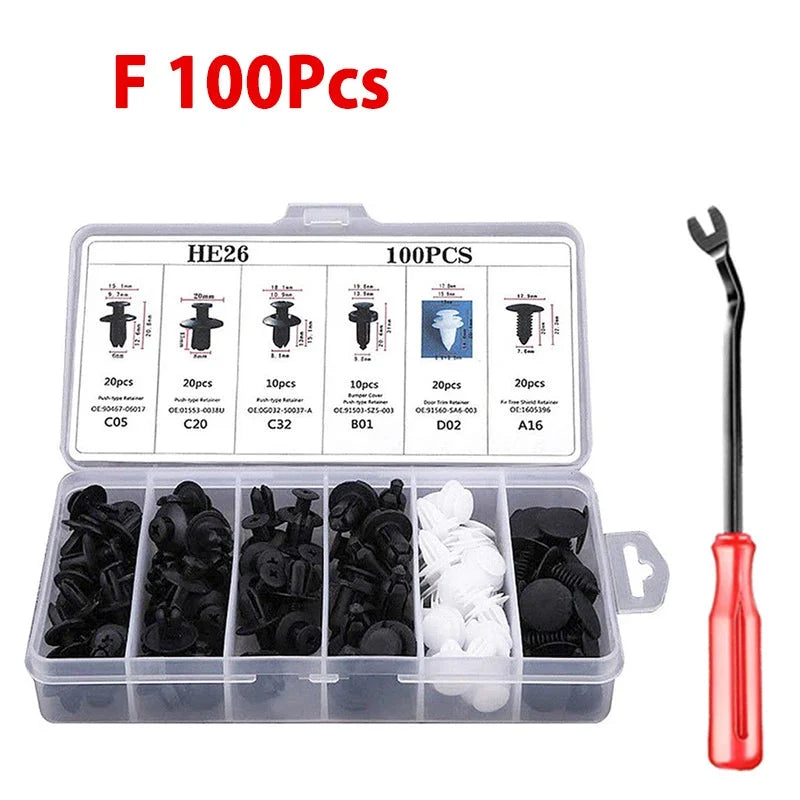 Universal Automotive Fastener Clip Kit for Panel Fixation 50 to 100 Pieces
