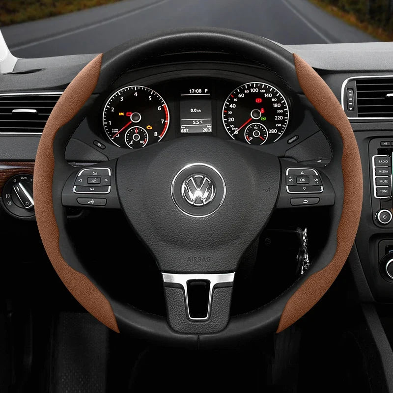 Capa de Volante Antiderrapante em Camurça para Volkswagen