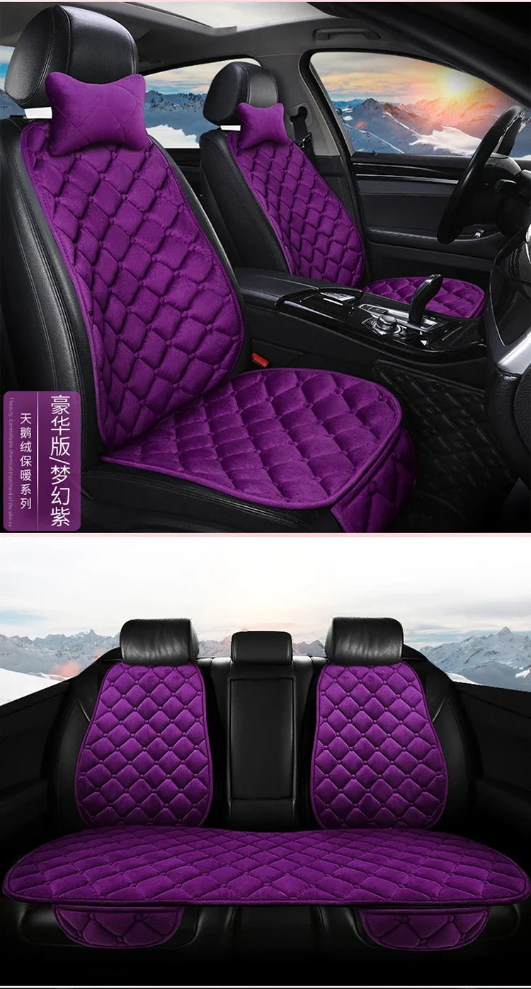 Plush Automotive Seat Cushion Winter – Universal Warm Non-Slip Cover (3-Piece Kit)