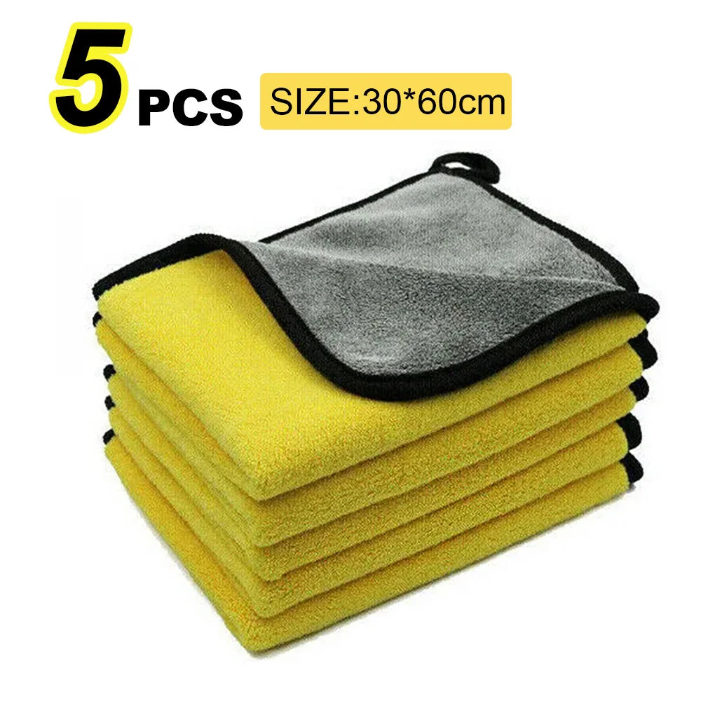 5-Piece Automotive Microfiber Cloth Kit High Absorption for Cleaning