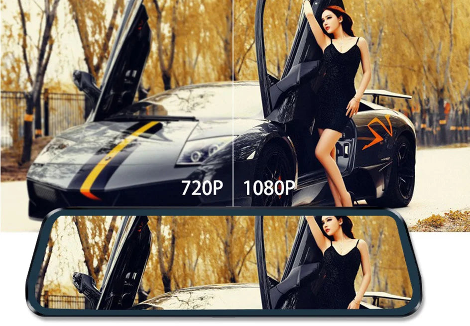 2K WiFi and GPS Rearview Mirror Dash Cam – Automotive DVR with Night Vision and 24h Monitoring