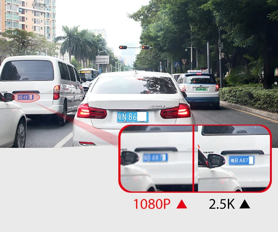 2K WiFi and GPS Rearview Mirror Dash Cam – Automotive DVR with Night Vision and 24h Monitoring