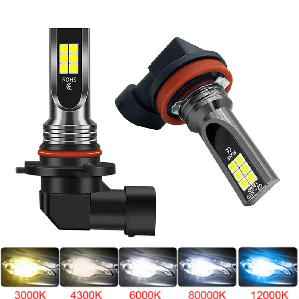 H8/H11/H16 Automotive LED Bulb 6000K Super White – High Power Headlight and Fog Light (2-Piece Kit)