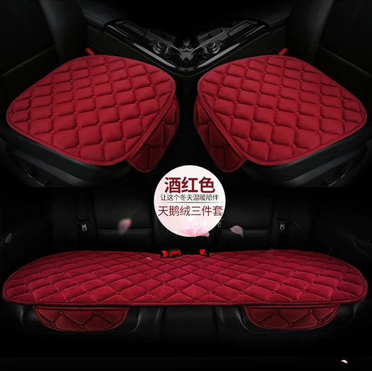 Plush Automotive Seat Cushion Winter – Universal Warm Non-Slip Cover (3-Piece Kit)