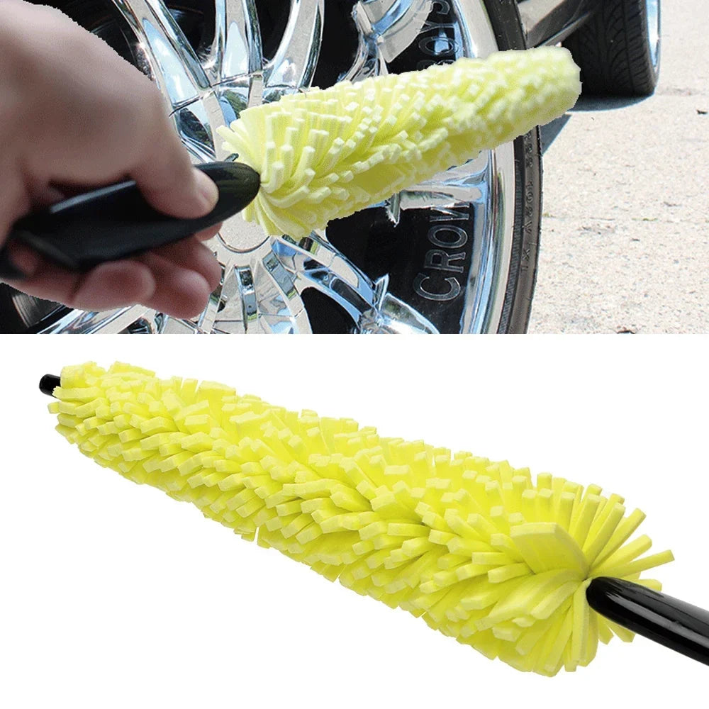 Automotive Wheel Cleaning Brush with Non-Slip Handle