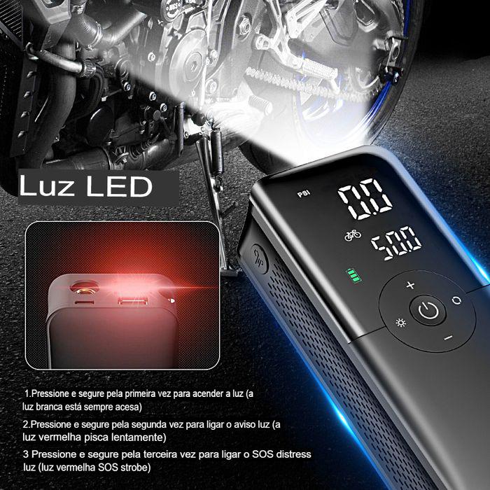 Portable 12V Cordless Air Compressor with LED Lighting and Fast Inflation