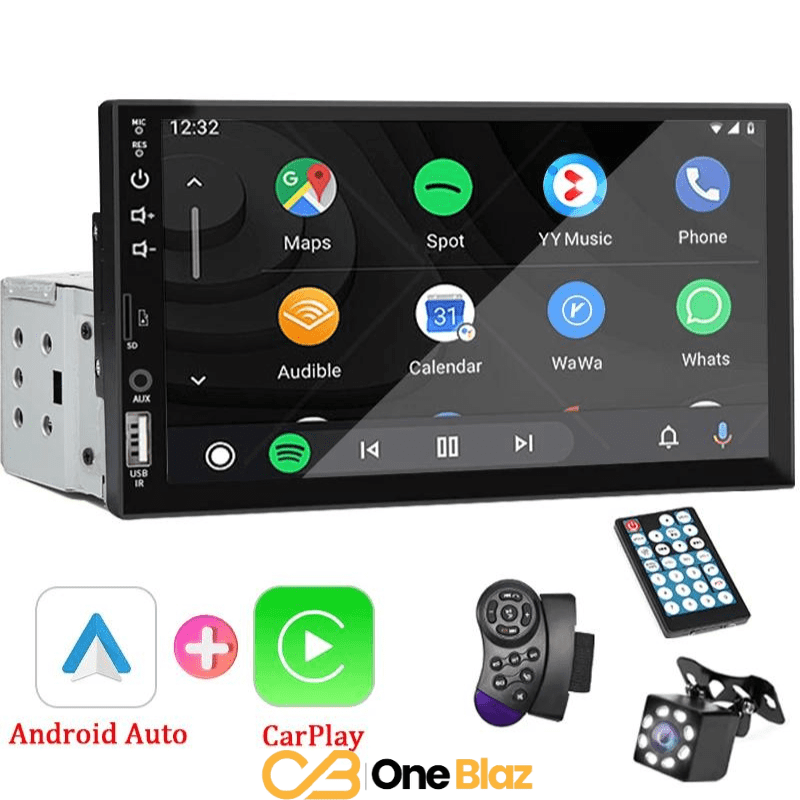 7-Inch 1 DIN Multimedia Receiver – Carplay and Android Auto, Bluetooth, and Rearview Camera